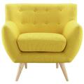 Primewir Remark Armchair in Tufted Sunny Fabric with Natural Finish Wood Legs EEI-1631-SUN